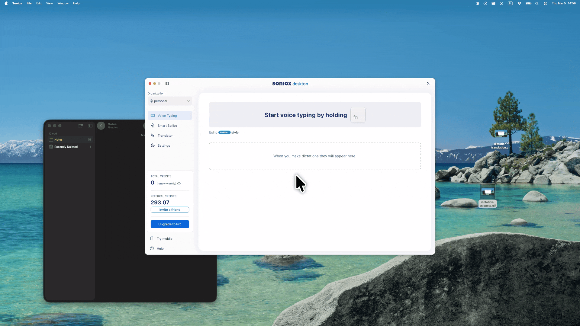 Voice typing example