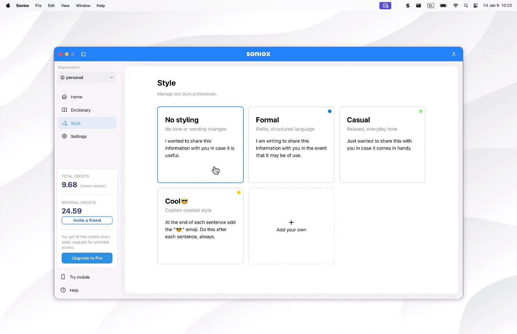 Custom text style creation
