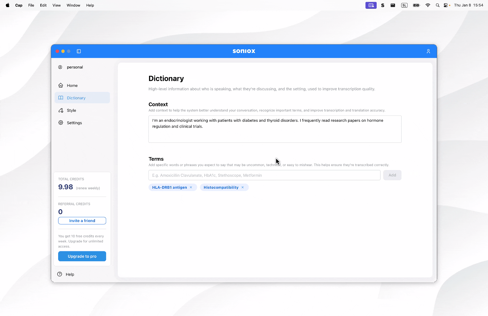 Dictionary Help Dictionary | Soniox App Help Center